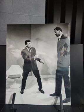 Vintage Black & White Muhammad Ali and Wilt Chamberlain Photo Print